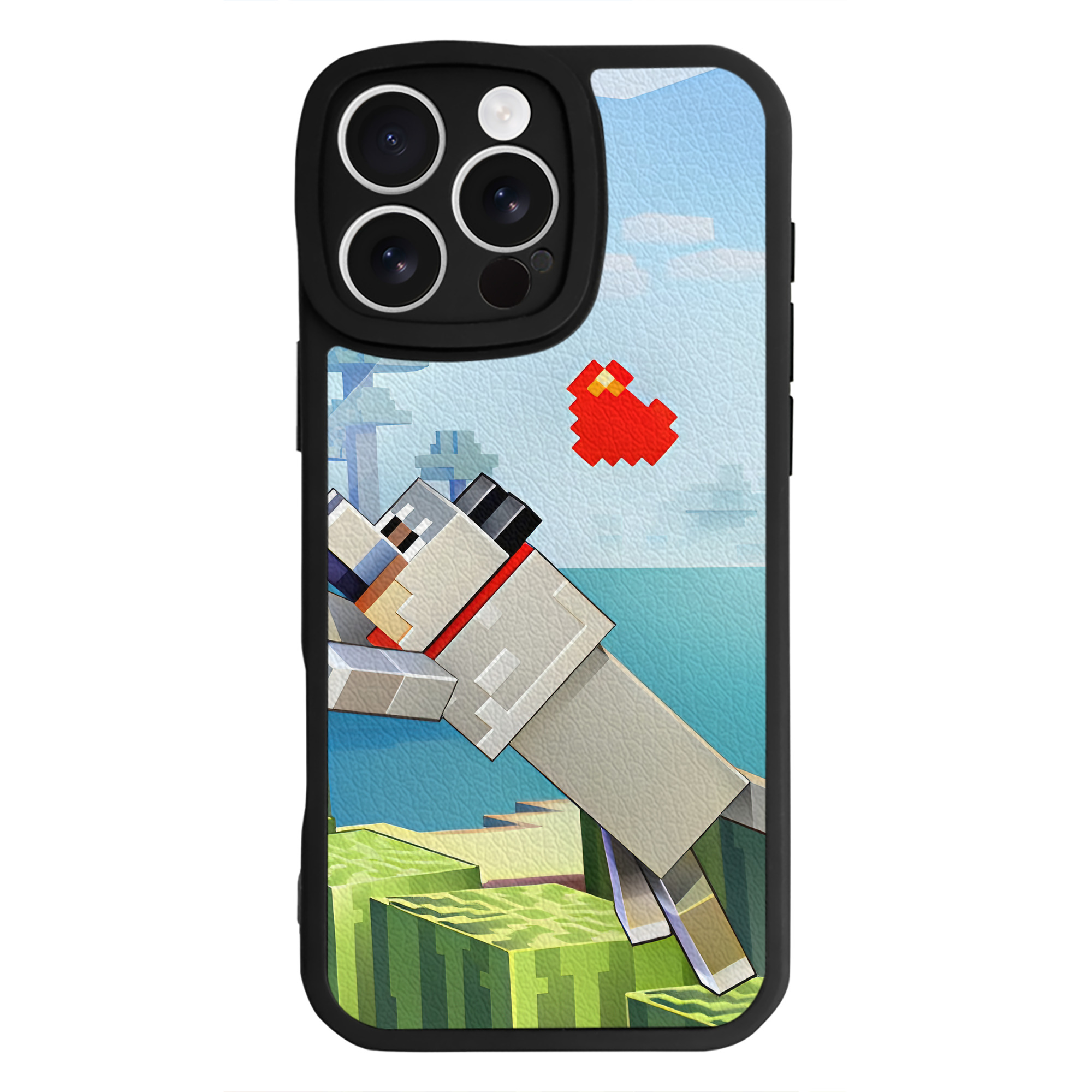 （画像用） マインクラフト ブロックの世界 Minecraft MC Block world 【iPhone 16シリーズ対応】シリコンスマホケース（レザー調） 材質：シリコン